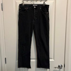 Zara Dreed Flare Raw Hem Ankle Jeans